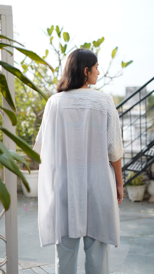 Aqua kaftan Coord Set - Anuradha Grewal