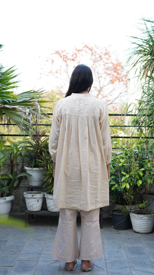 Beige Parsi Coord Set - Anuradha Grewal