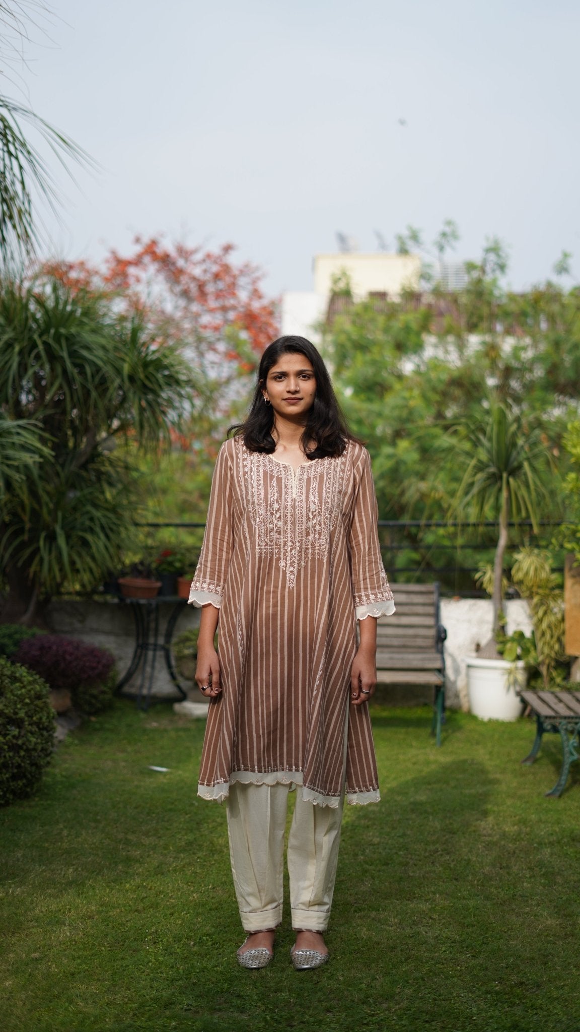 Brown cotton kurta set - Anuradha Grewal