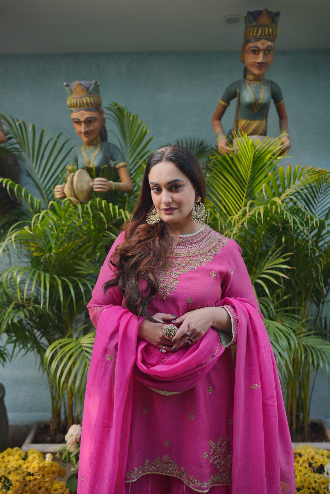 Fuchsia Pink Sharara Set - Anuradha Grewal