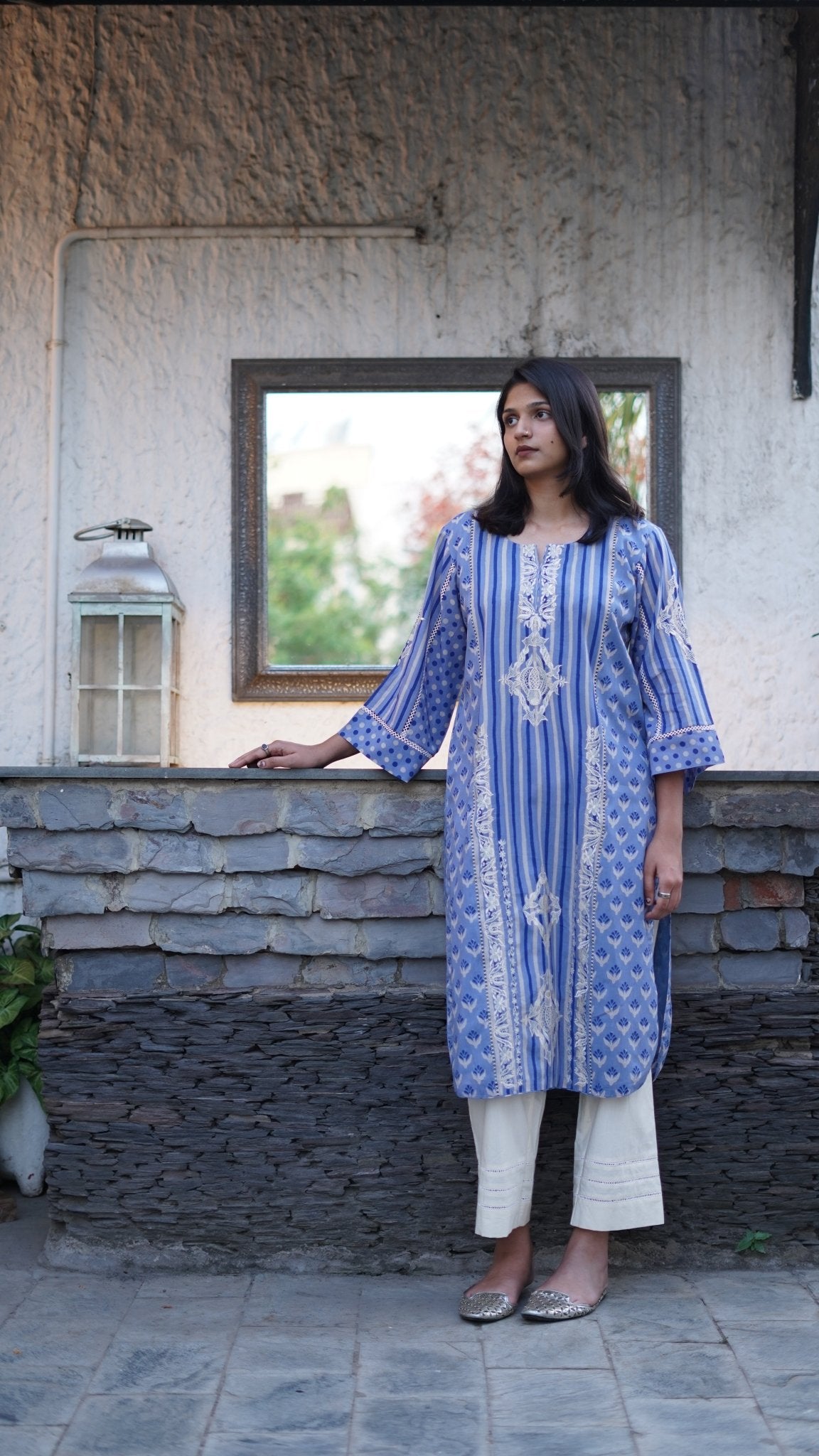 Ink Blue cotton tunic & Pants - Anuradha Grewal
