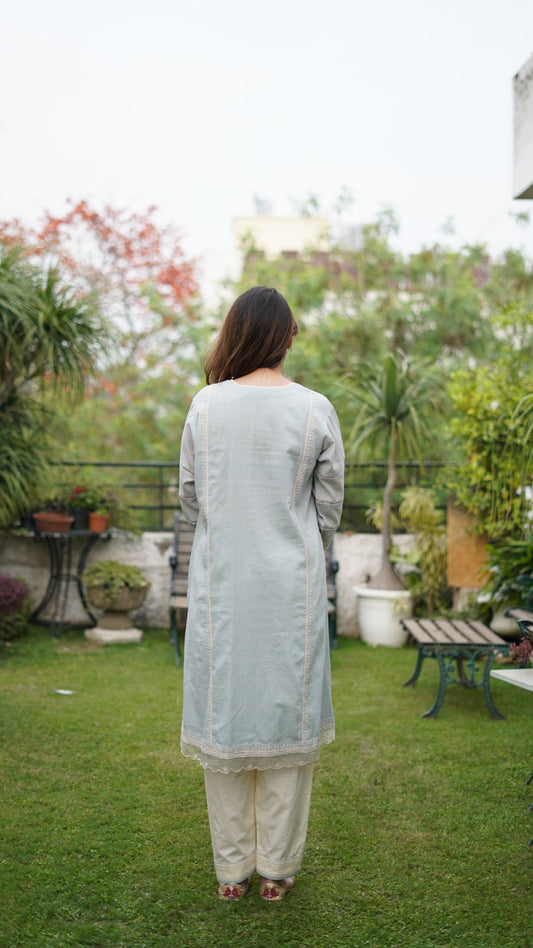 Aqua cotton Kurta set - Anuradha Grewal