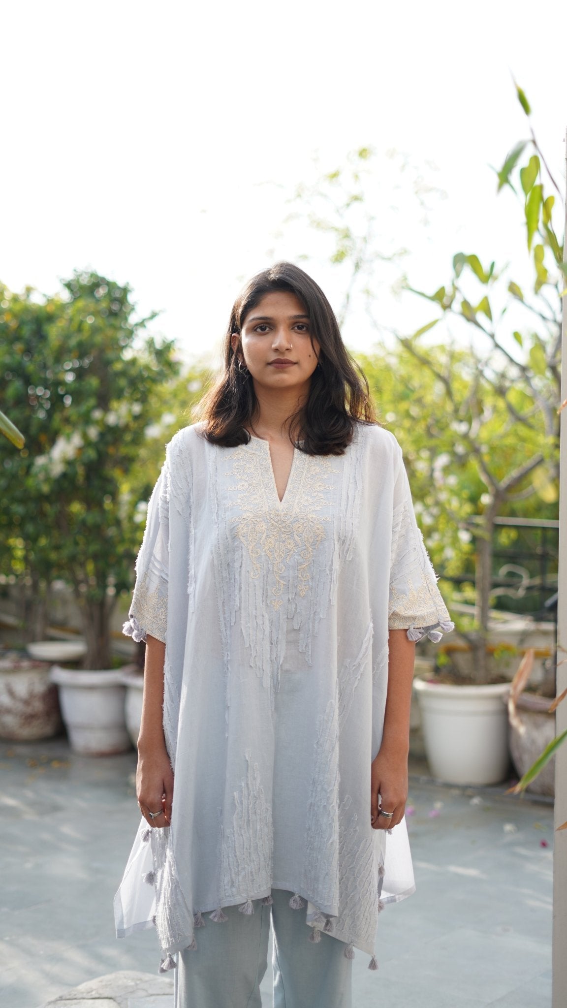 Aqua kaftan Coord Set - Anuradha Grewal