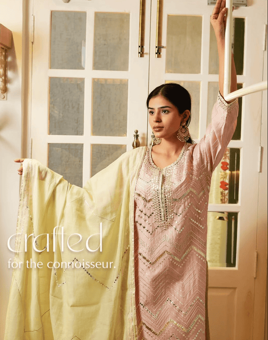 Baby Pink Kurta Set - Anuradha Grewal