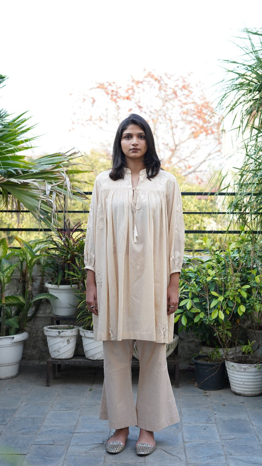 Beige Parsi Coord Set - Anuradha Grewal