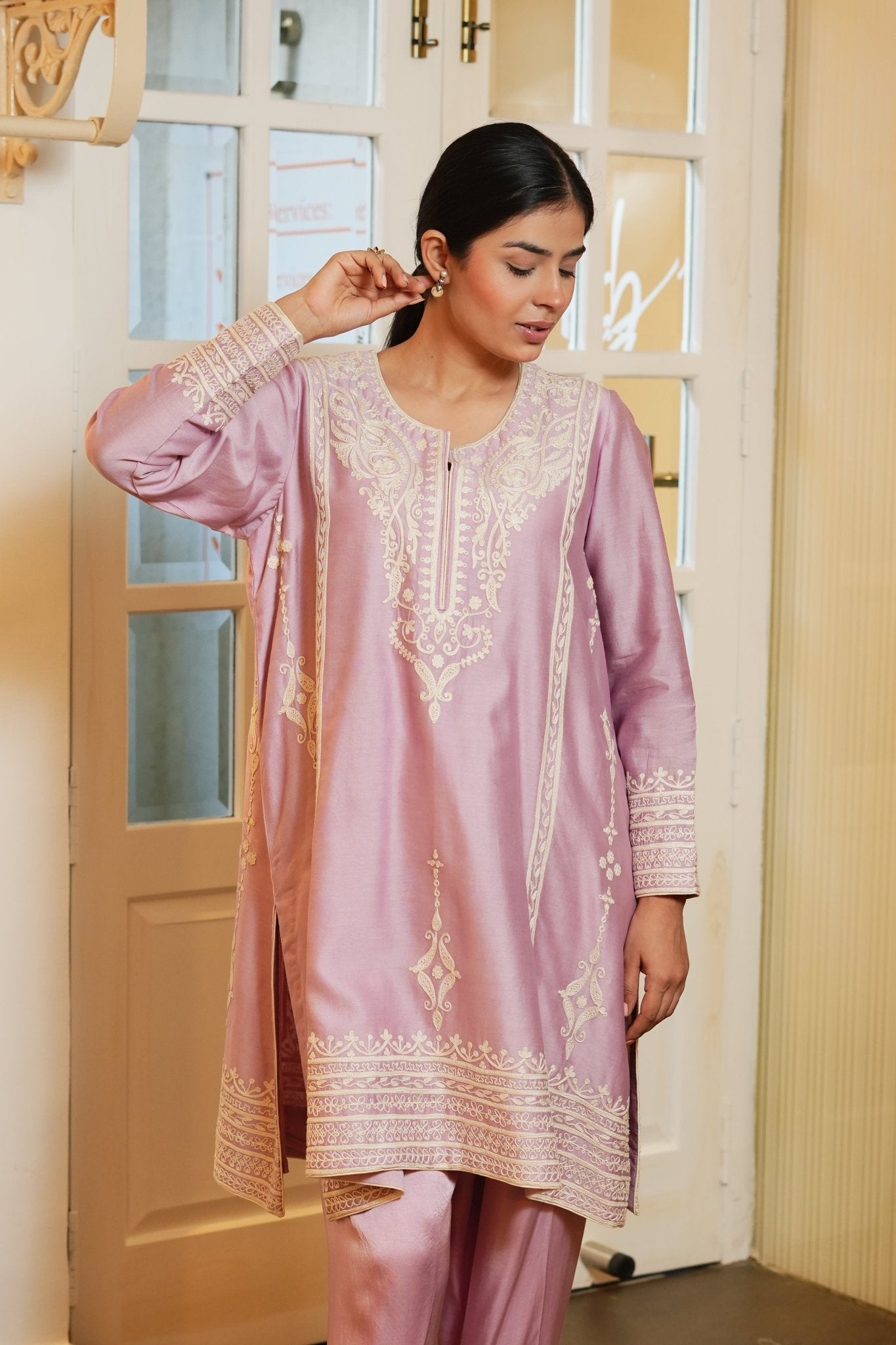 Blush Pink Kurta Set - Anuradha Grewal