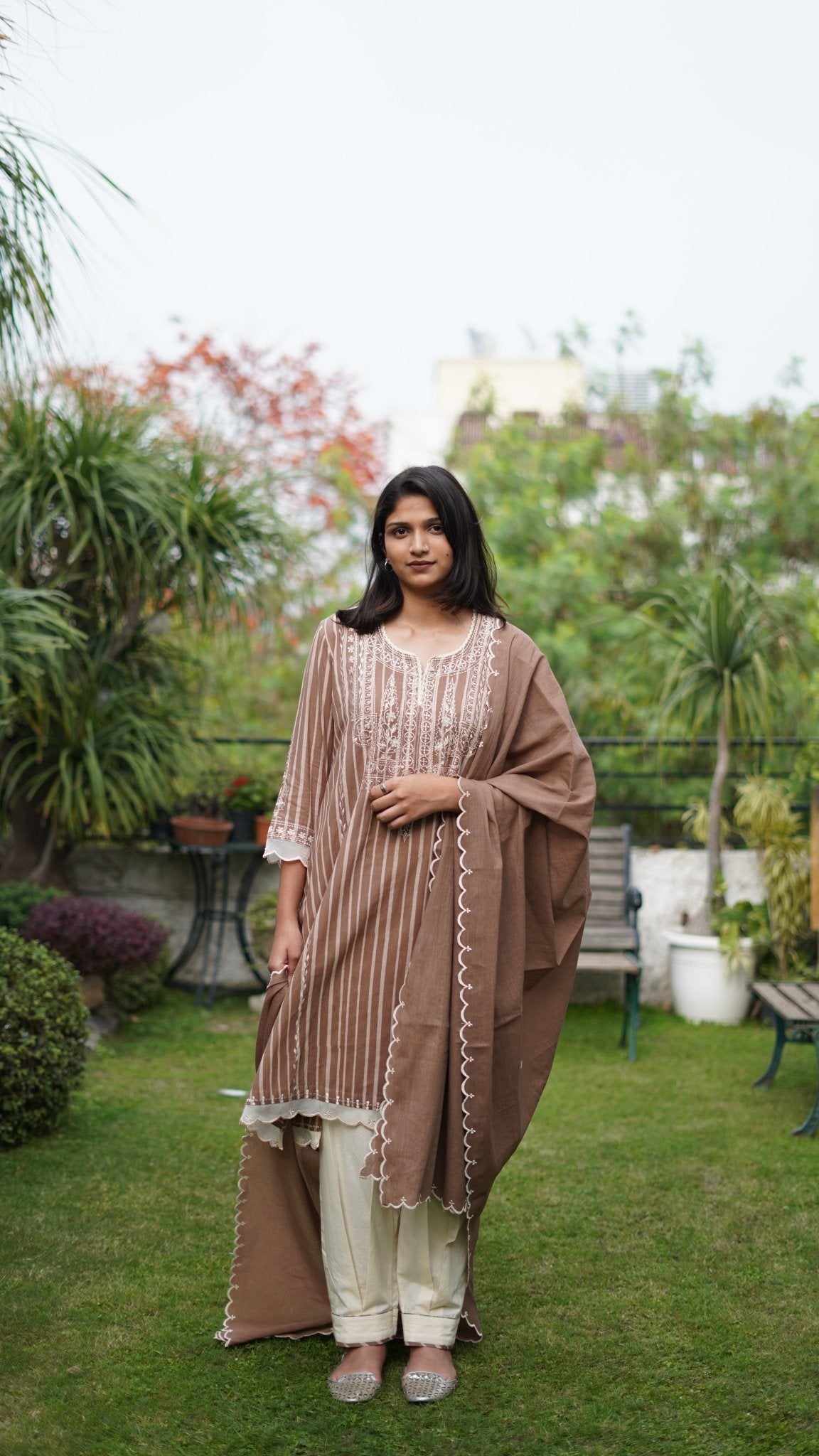 Brown cotton kurta set - Anuradha Grewal