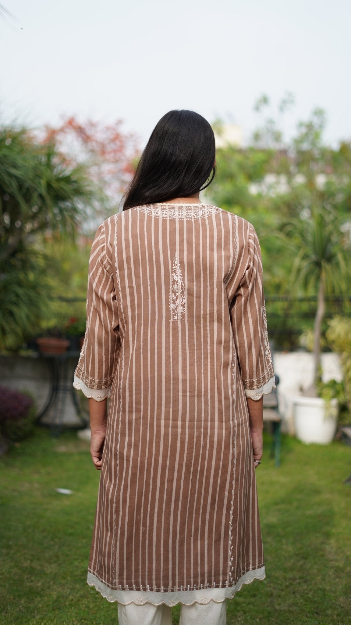 Brown cotton kurta set - Anuradha Grewal