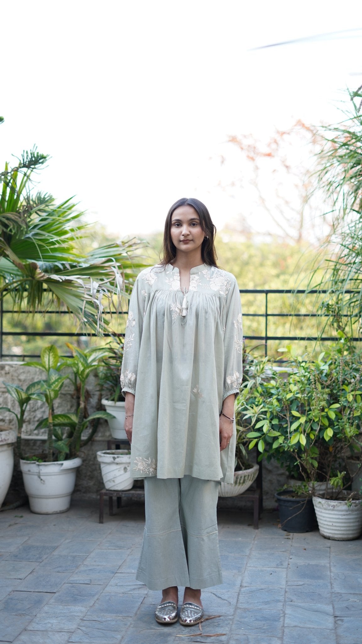 Green Parsi Coord Set - Anuradha Grewal