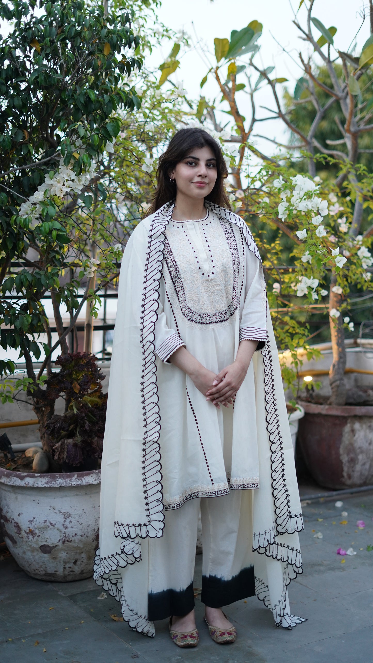 Ivory cotton kurta set