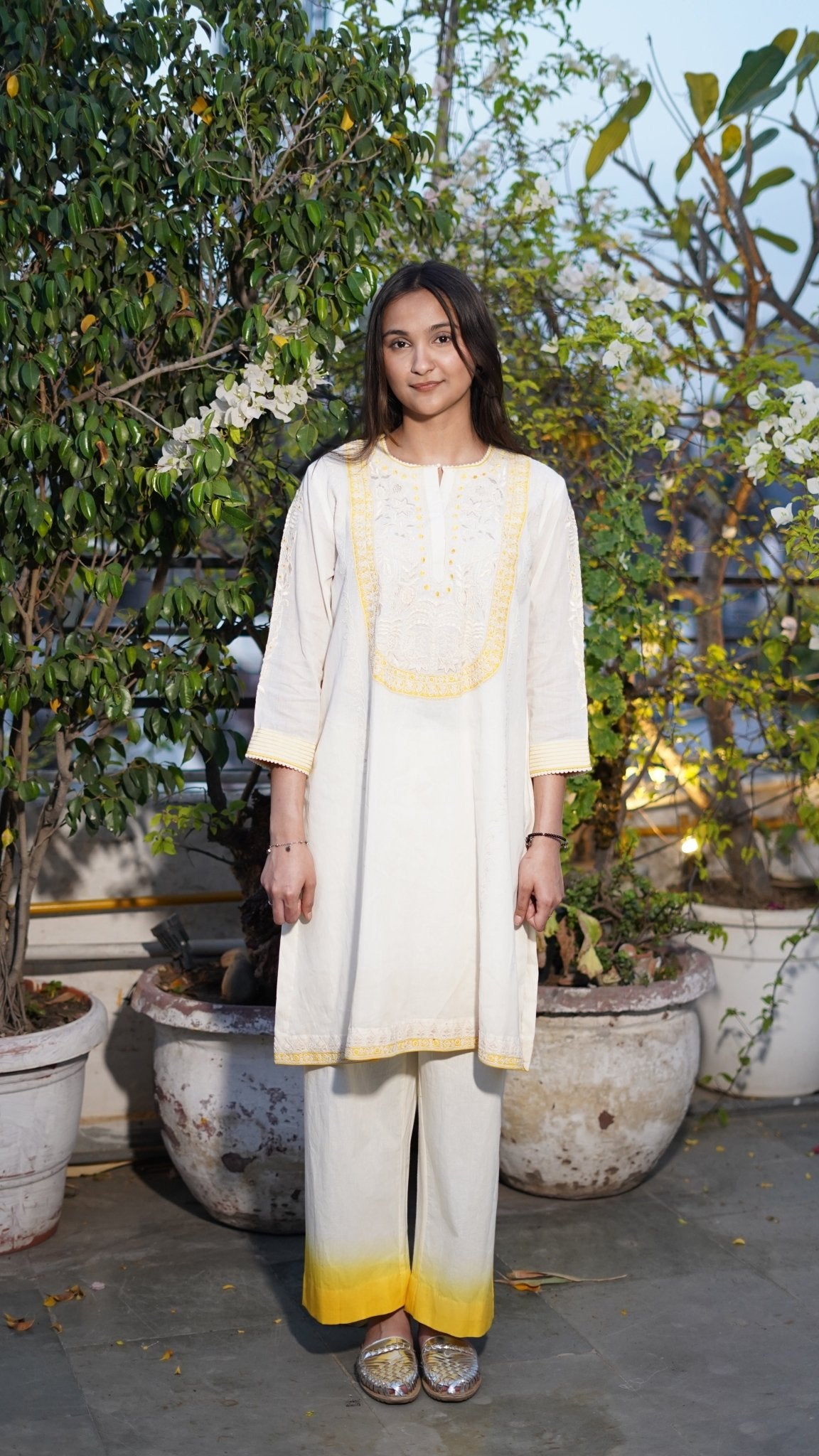 Ivory cotton kurta set - Anuradha Grewal