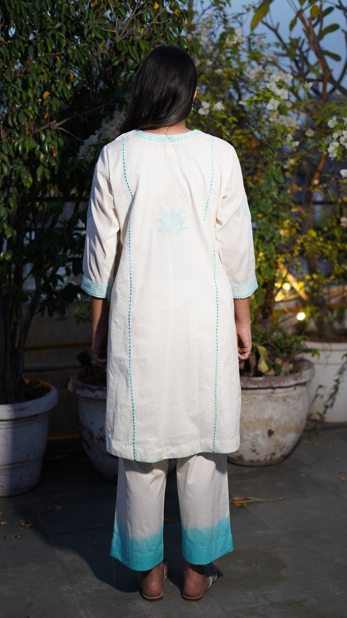 Ivory Cotton Kurta set - Anuradha Grewal