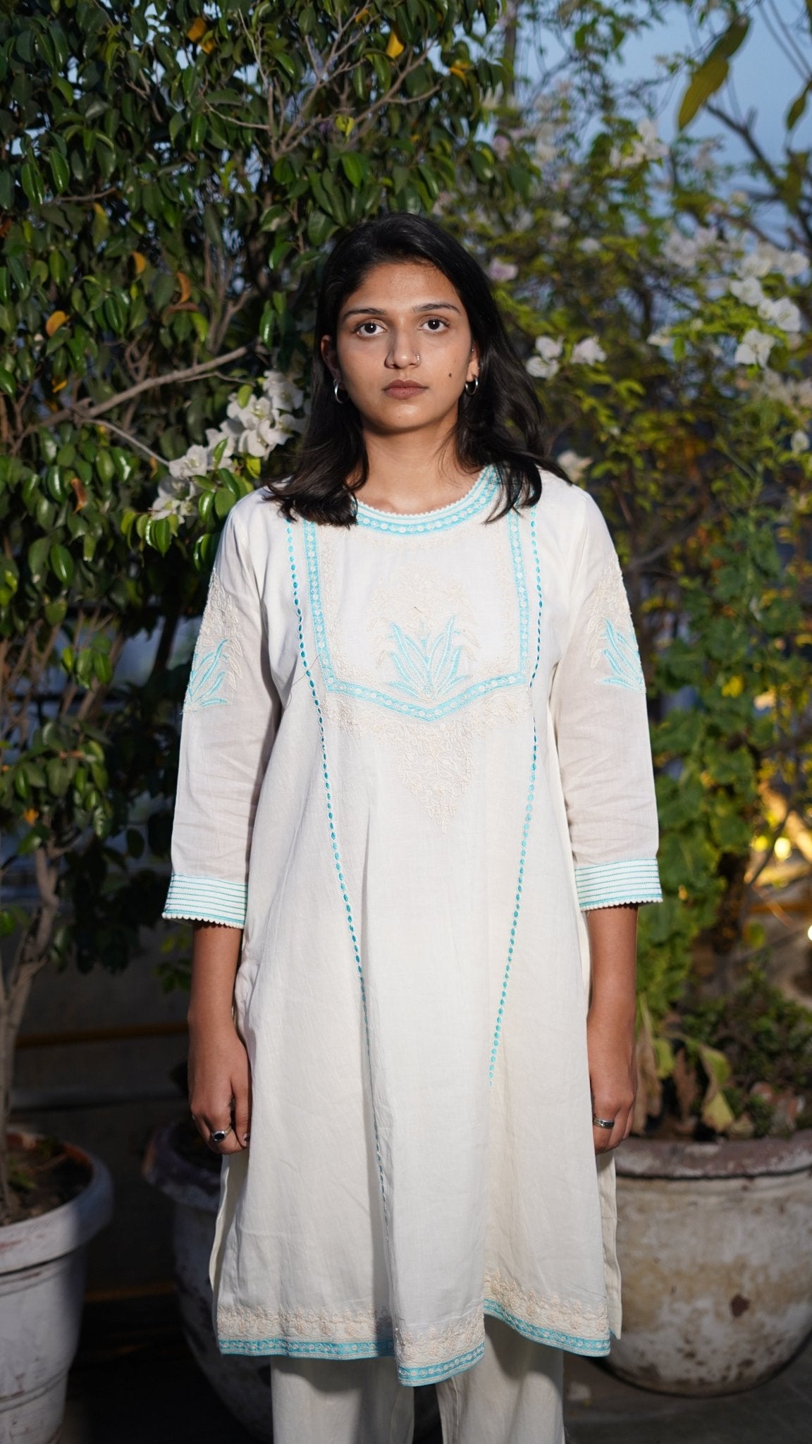 Ivory Cotton Kurta set - Anuradha Grewal