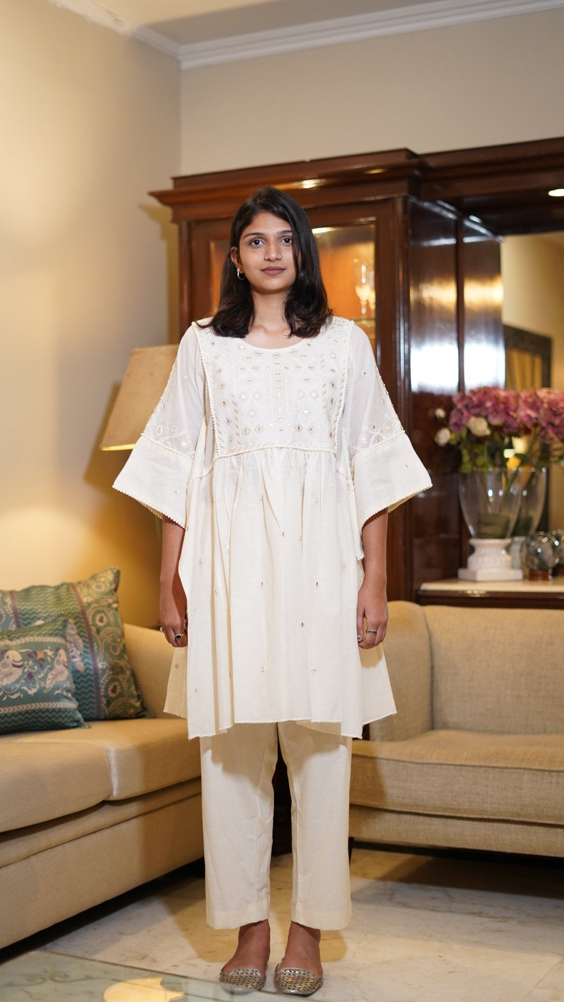 Ivory Kaftan Coord Set - Anuradha Grewal