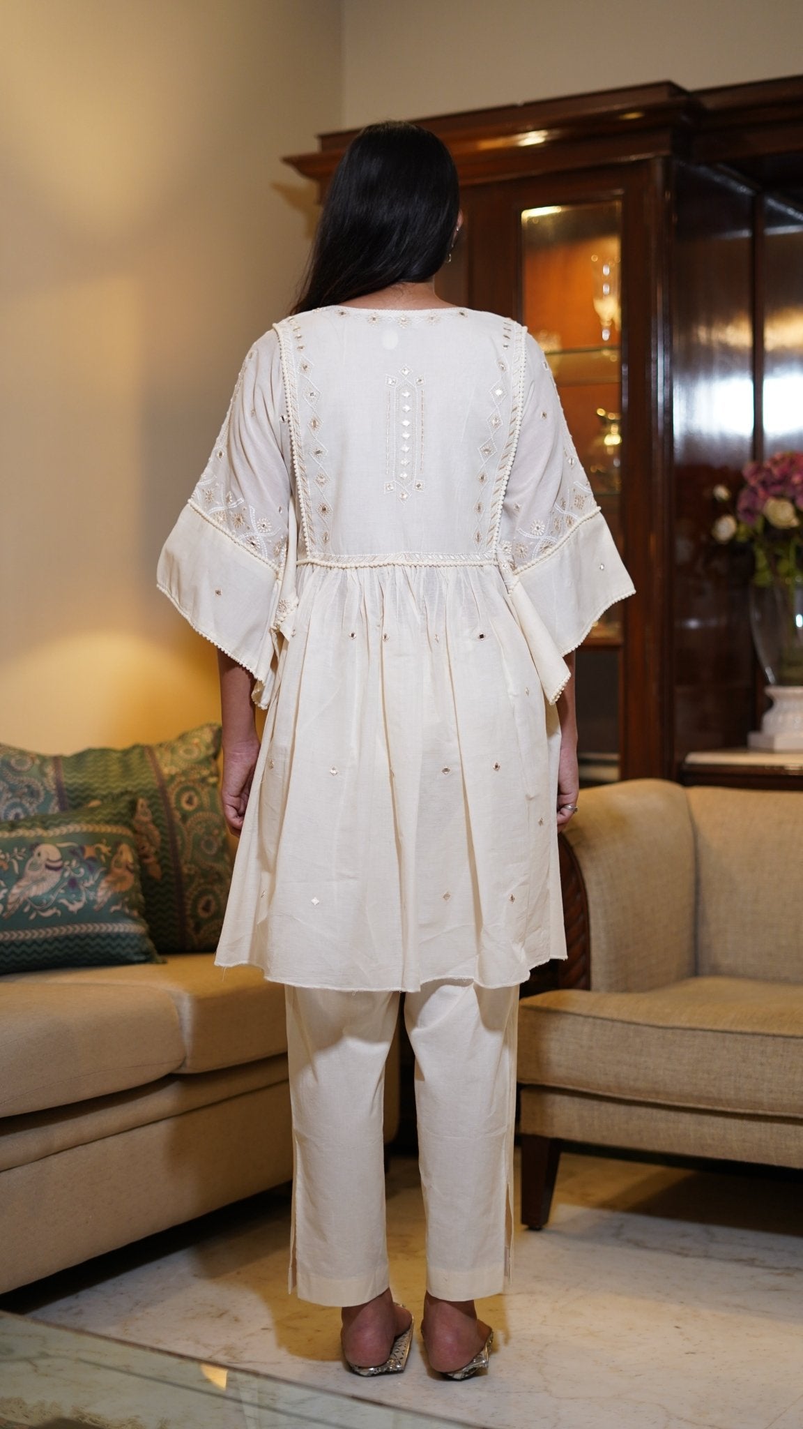 Ivory Kaftan Coord Set - Anuradha Grewal
