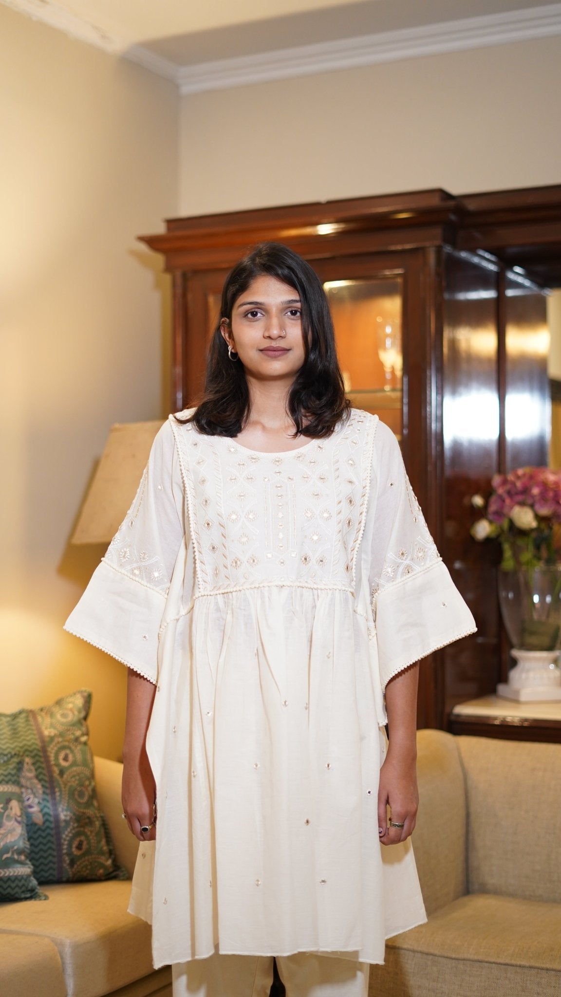 Ivory Kaftan Coord Set - Anuradha Grewal
