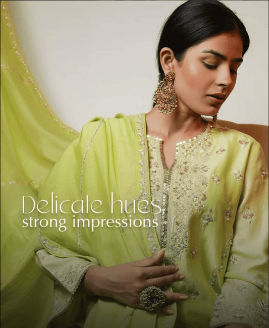 Lime Green Kurta Set - Anuradha Grewal