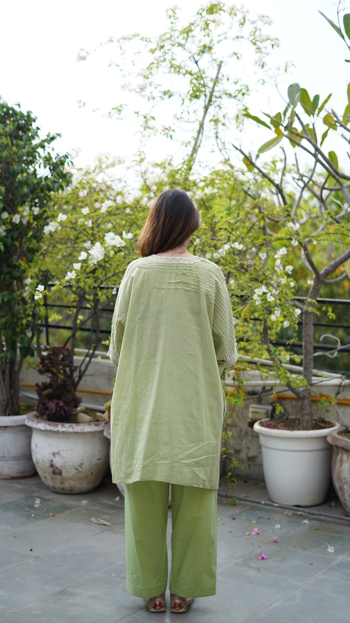 Mint green kaftan Coord Set - Anuradha Grewal