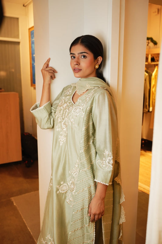 Mint Green Kurta Set - Anuradha Grewal