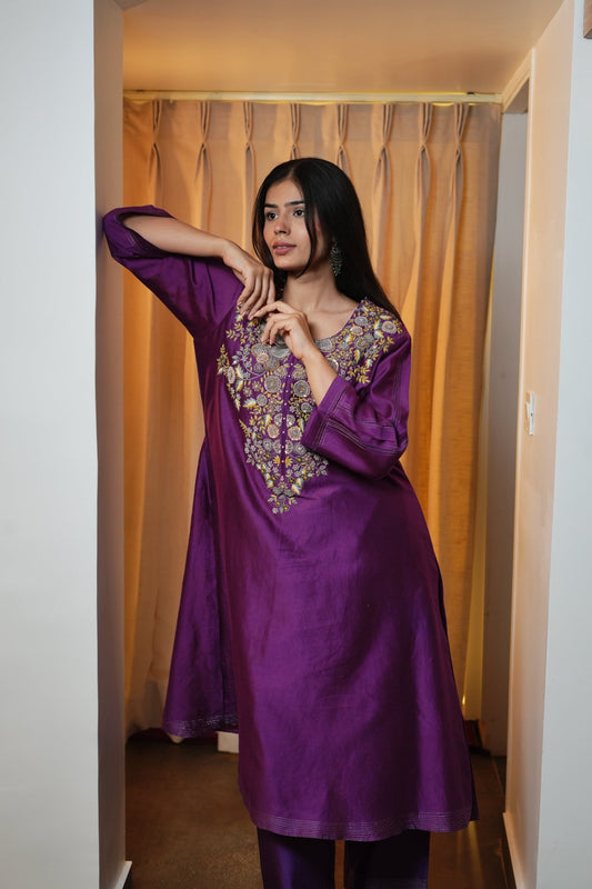 Purple Kaftan Set - Anuradha Grewal