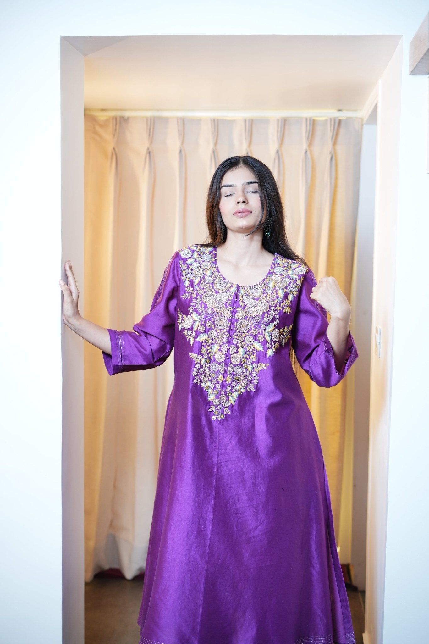 Purple Kaftan Set - Anuradha Grewal