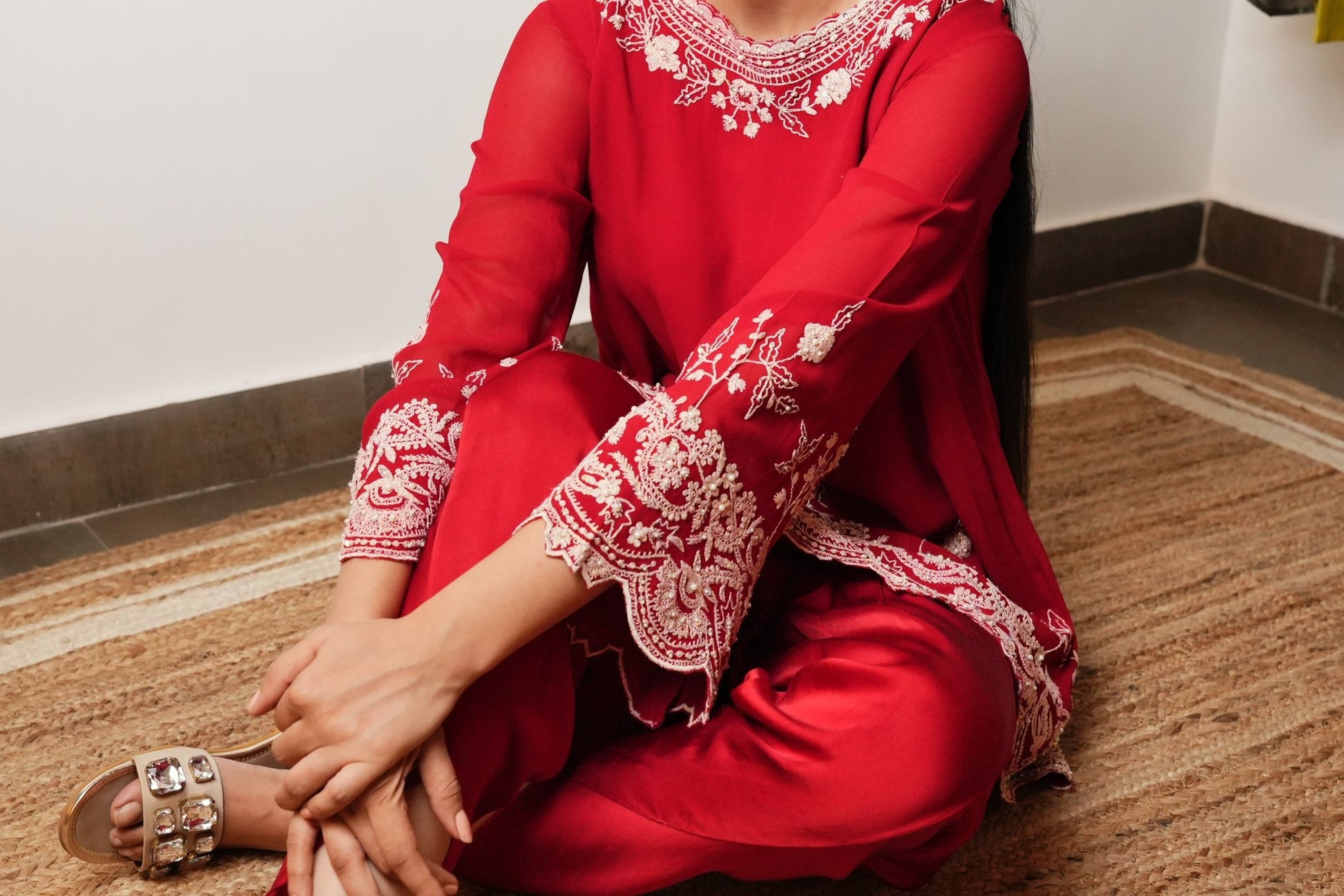 Red Indo - Western Set - Anuradha Grewal