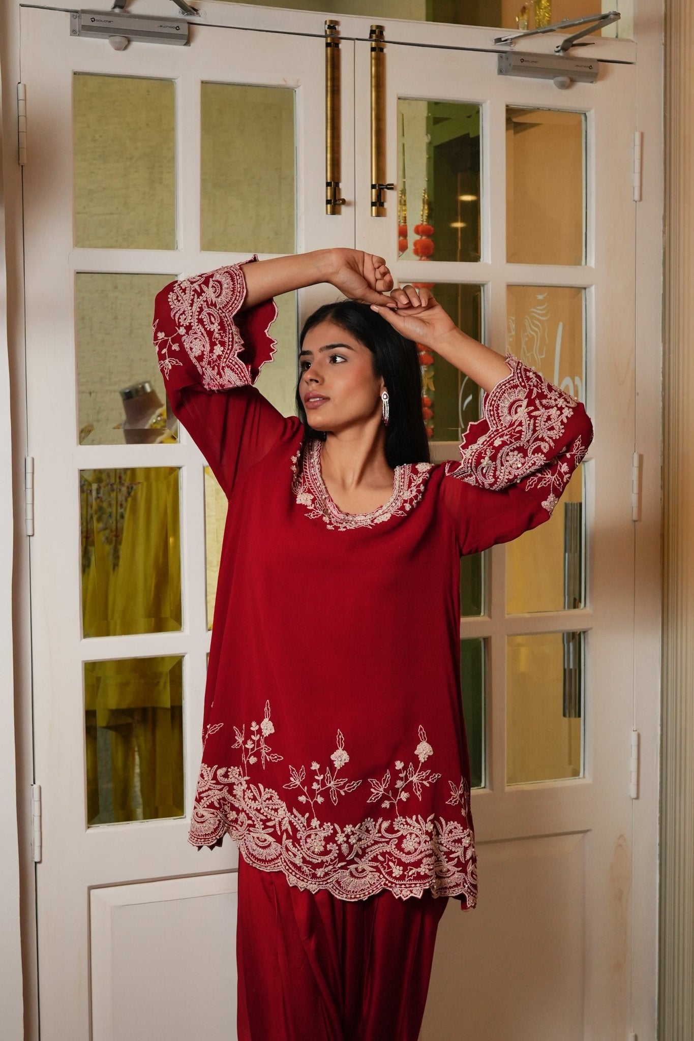 Red Indo - Western Set - Anuradha Grewal