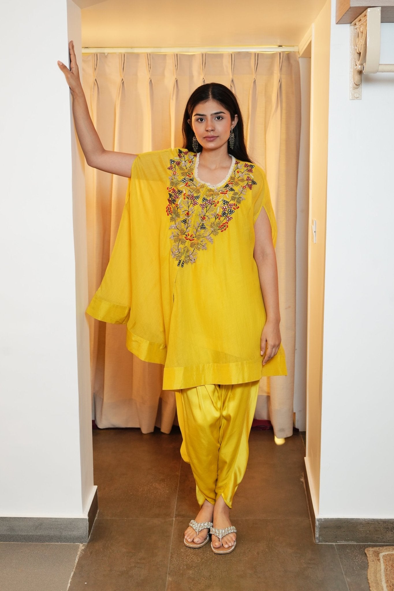 Yellow Cape Set - Anuradha Grewal