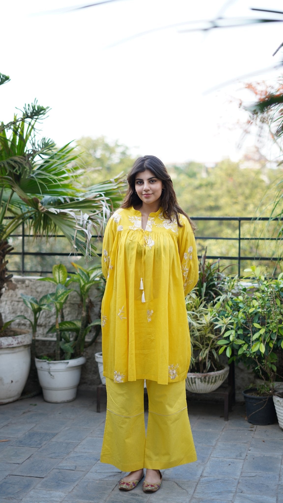 Yellow Parsi Coord Set - Anuradha Grewal
